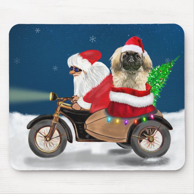Mousepad Pekingese Dog Natal Papai Noel (Frente)