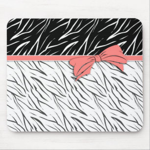 Mousepad Pele de zebra estrias de couro branco preto, de ti