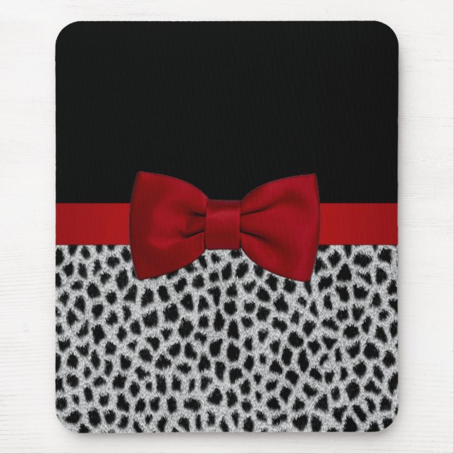 Mousepad Pele-leopardo branca e branca elegante (Frente)