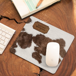 Mousepad Peles de Vaca e Couro Brancos Castanhos