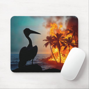 Mousepad Pelican Watching Coastal Wildfire