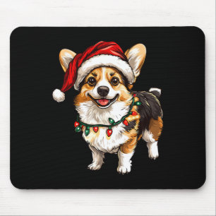 Mousepad Pembroke Welsh Corgi Papai Noel Árvore de Natal Lu