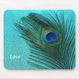 Mousepad Pena azul do pavão do Aqua metálico