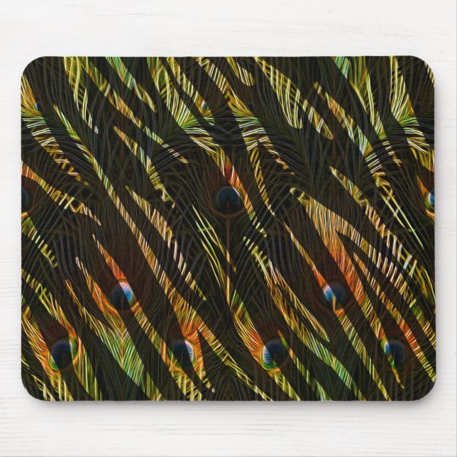 Mousepad Penas de Peacock e Stripes de Zebra com Padrão Sel (Frente)