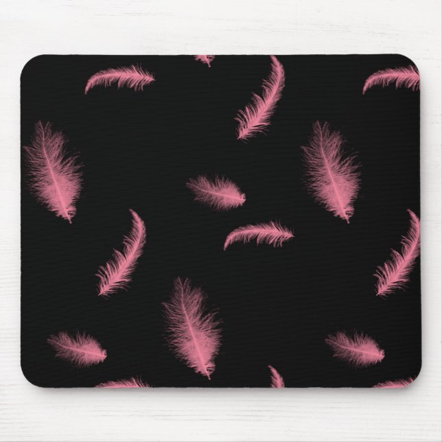 Mousepad Penas Rosa Em Preto (Frente)