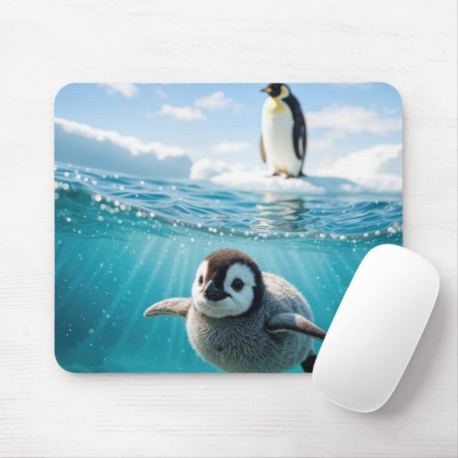Mousepad Penguin Chick Swimming In Arctic Water (Com mouse)