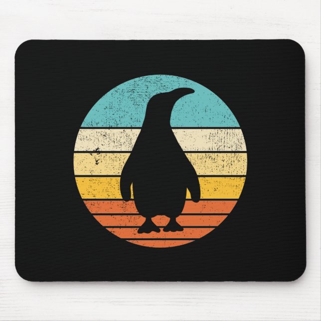 Mousepad Penguin Retro Vintage Sunset (Frente)