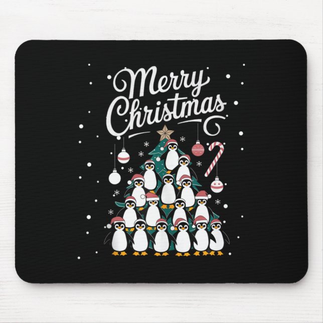 Mousepad Penguin Xmas Tree Penguine Árvore de Natal Ch (Frente)