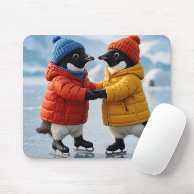 Mousepad Penguins Ice Skating  (Com mouse)