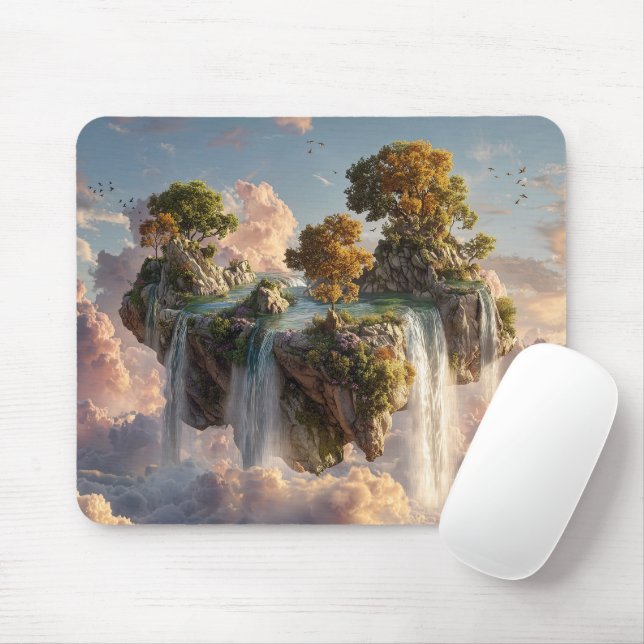 Mousepad Penhascos Surreais Flutuantes Com Cachoeiras (Com mouse)