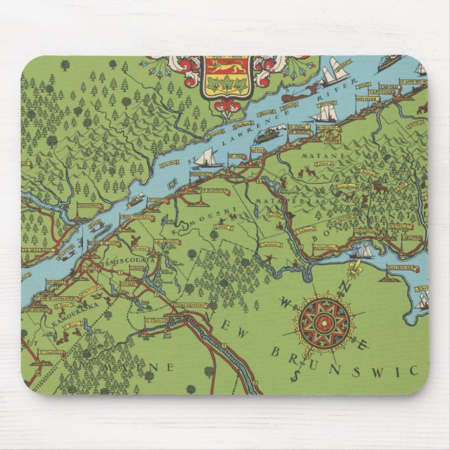 Mousepad Península do Gaspe, mapa do Canadá (Frente)