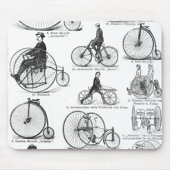 Mousepad Penny Farthing de Bicicleta de Alta Roda (Frente)