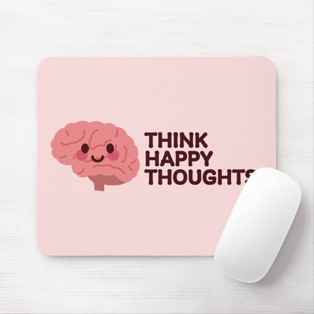 Mousepad Pensamentos felizes - Design do cérebro sorridente (Com mouse)