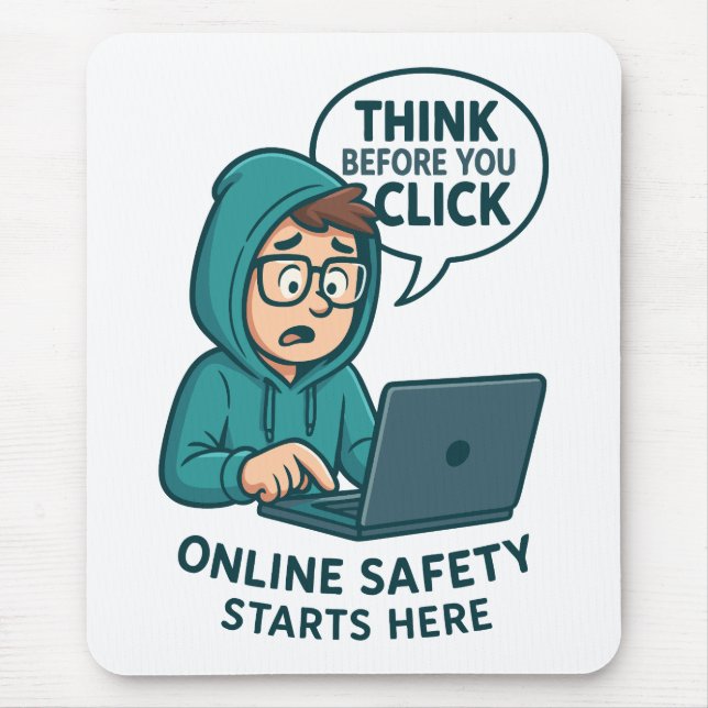 Mousepad Pense Antes de Clicar - Conscientização sobre Segu (Frente)