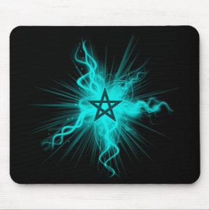 Mousepad Pentagram de incandescência de néon azul - símb