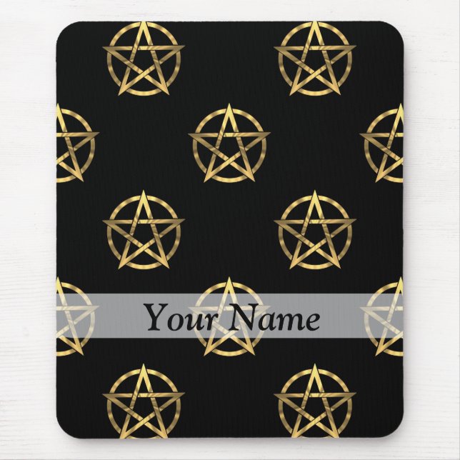Mousepad Pentagrama de ouro e preto (Frente)