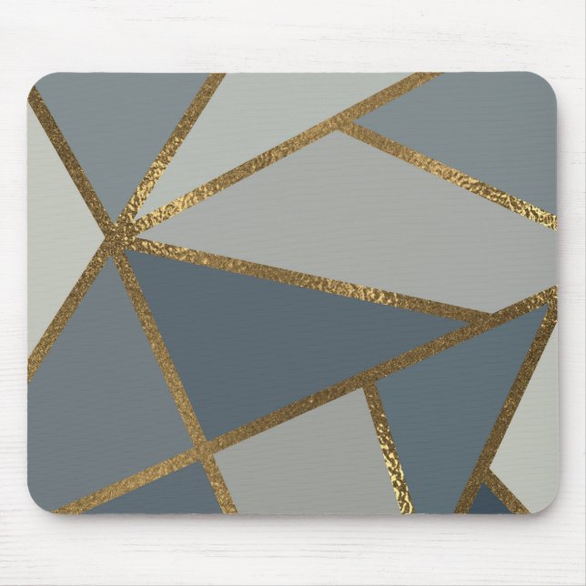 Mousepad Penteado Cinza & Bronze Dourado Geométrico Mouse P (Frente)