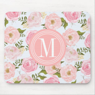 Mousepad Peônia cor-de-rosa floral dos rosas do vintage