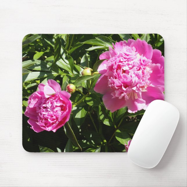 Mousepad Peônias cor-de-rosa escuro (Com mouse)