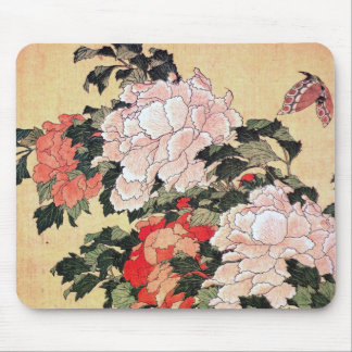 Mousepad Peônias e borboleta Hokusai