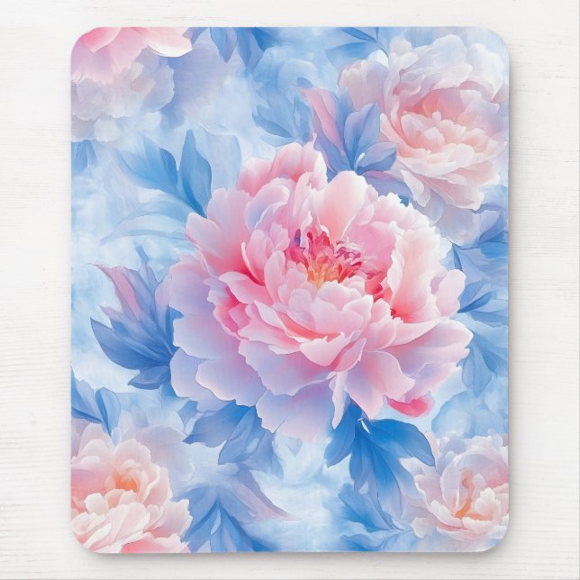 Mousepad Peony Abstrato de Aquarela Blooming (Frente)