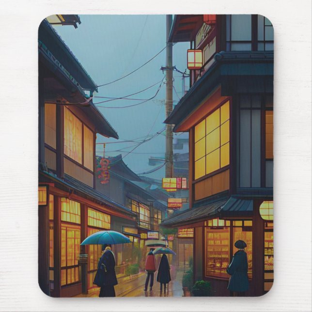 Mousepad Pequena Estrada Japonesa Chuvosa (Frente)