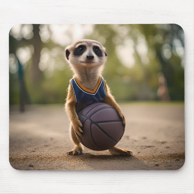 Mousepad Pequena Estrela-de-Obra: Bebê Meerkat Segurando Ba (Frente)