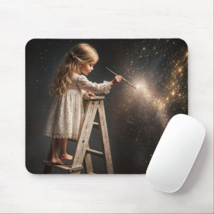 Mousepad Pequena Garota pintando Estrelas Noturnas
