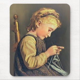 Mousepad Pequena Garota tricotando