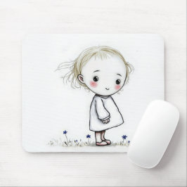 Mousepad Pequena Rapariga Com Flores Selvagens