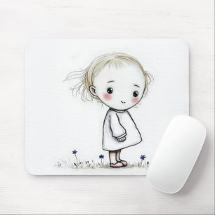 Mousepad Pequena Rapariga Com Flores Selvagens