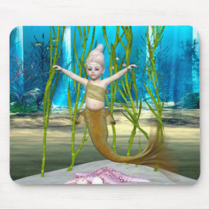 Mousepad Pequena Sereia, Gata Fantástica, Oceano Azul
