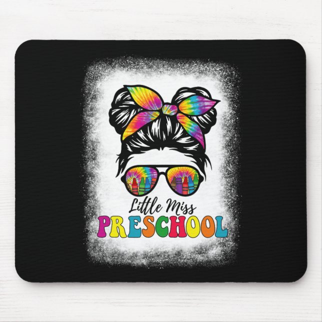 Mousepad Pequena Srta. Preschool Tie Dye Mensagem Bun Girl (Frente)