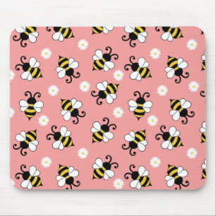 Mousepad Pequenas abelhas e flores margaridas