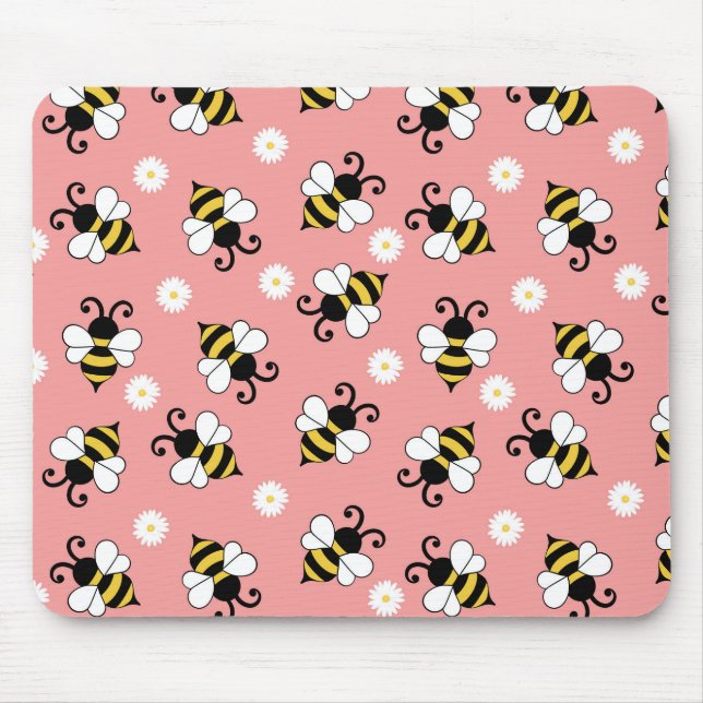 Mousepad Pequenas abelhas e flores margaridas (Frente)
