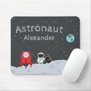 Mousepad Pequeno Astronauta na Lua, Espaço do Primeiro Nome