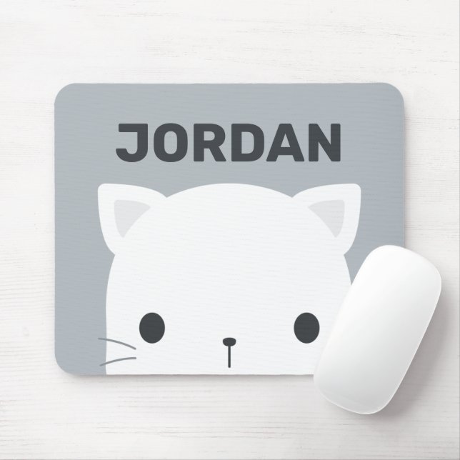 Mousepad Pequeno Gato Bonito com Nome Personalizado (Com mouse)