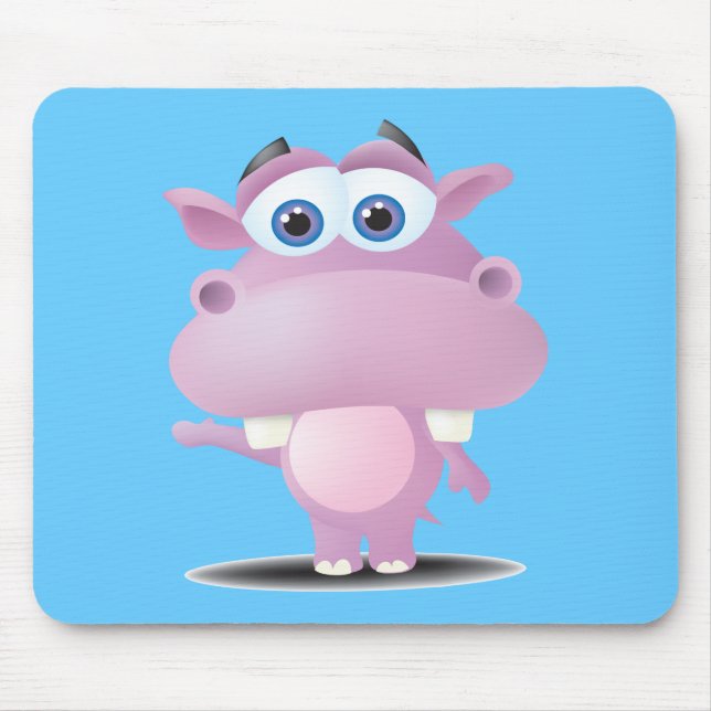 Mousepad pequeno hipopótamo triste e bonito (Frente)