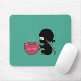 Mousepad Pequeno Ninja com café grande verde-escuro