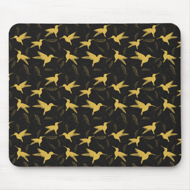 Mousepad Pequeno padrão uniforme de pássaro colibri - escur (Frente)