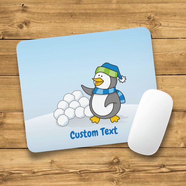 Mousepad Pequeno pinguim com bolas de neve tapete de rato a (Criador carregado)