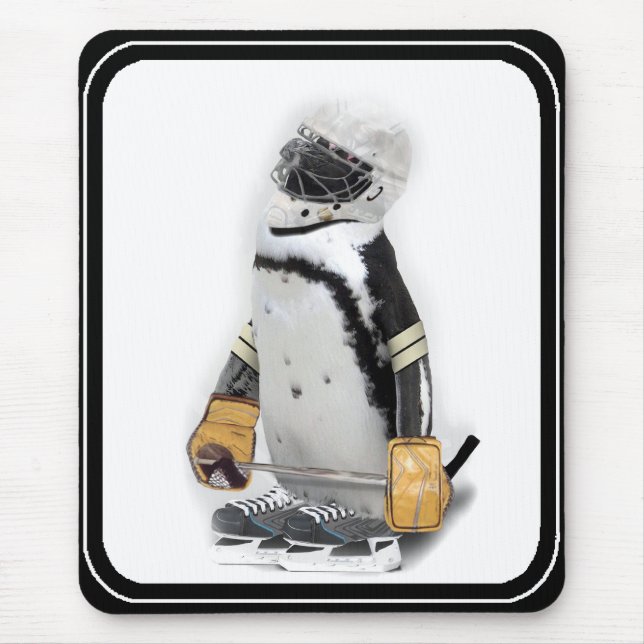Mousepad Pequeno Pinguim Vestindo Hockey Gear (Frente)