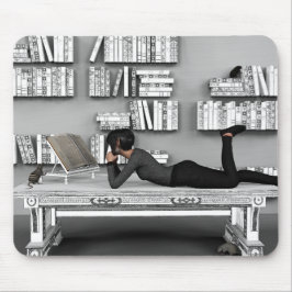 Mousepad Pequeno rato de bibliothèque (leitor ávido)