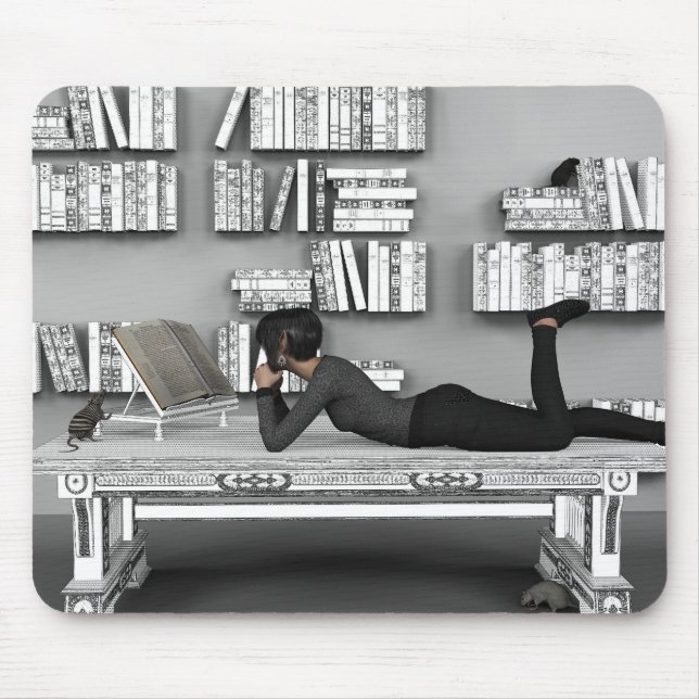 Mousepad Pequeno rato de bibliothèque (leitor ávido) (Frente)