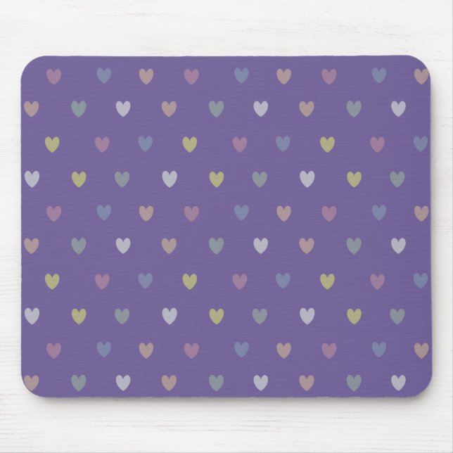 Mousepad Pequenos corações de polca em roxo ultra violeta (Frente)