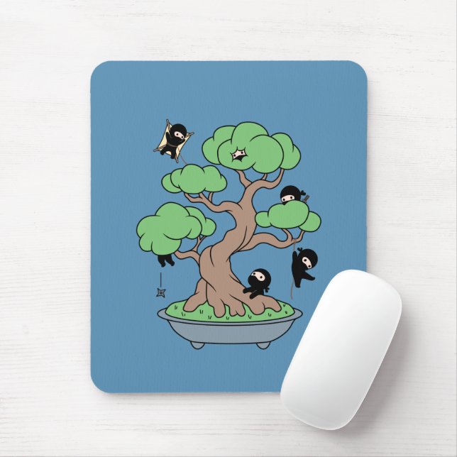 Mousepad Pequenos Ninjas em Bonsai Tree em Azul (Com mouse)