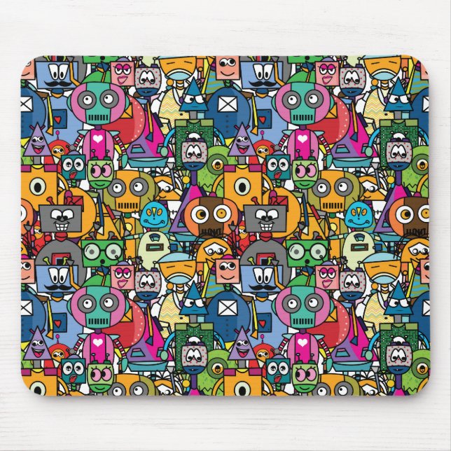 Mousepad Pequenos robôs lindos (Frente)