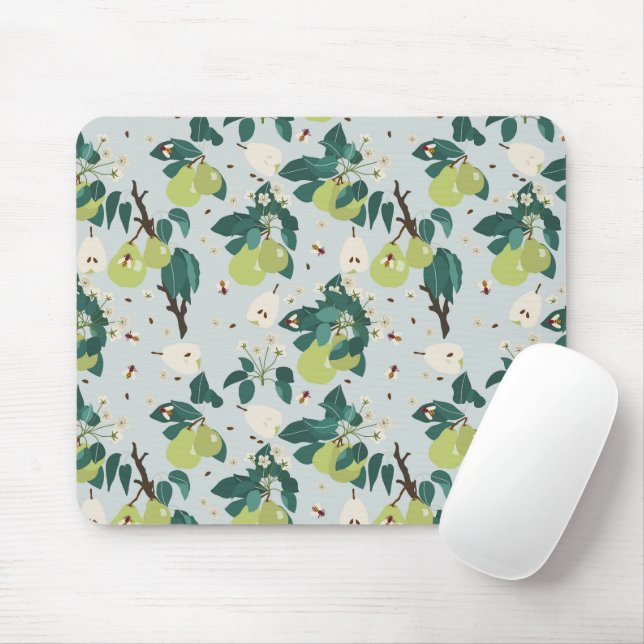 Mousepad Peras e Abelhas em Cozinha Floral de Jardim (Com mouse)