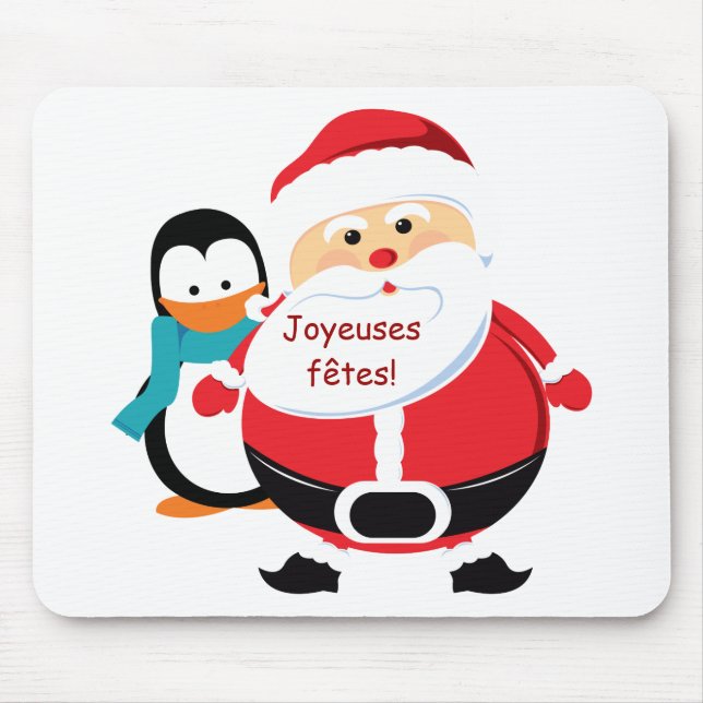Mousepad Père Noël et Manchot Santa Claus Tapis de souris (Frente)