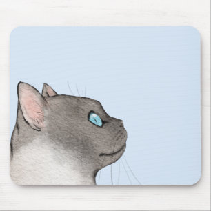 Mousepad Perfil de Gato Minimalista em um Fundo de Pastel